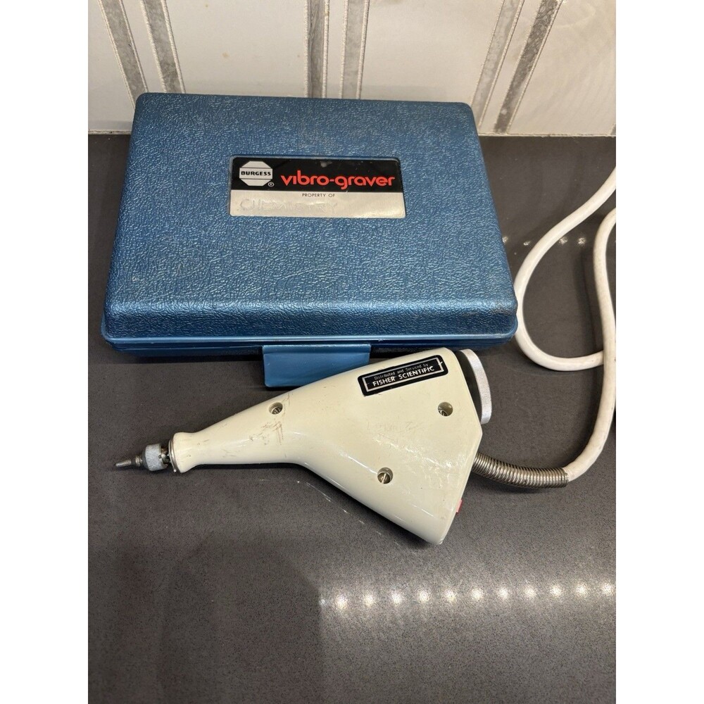 Vintage BURGESS Vibrio-Graver Handheld Electric Etching Engraving W/ Case Works